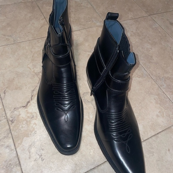 Alberto Fellini Cowboy Boots Western Ankle Leather Lining Side Zipper Shoes 8.5 - Picture 6 of 12